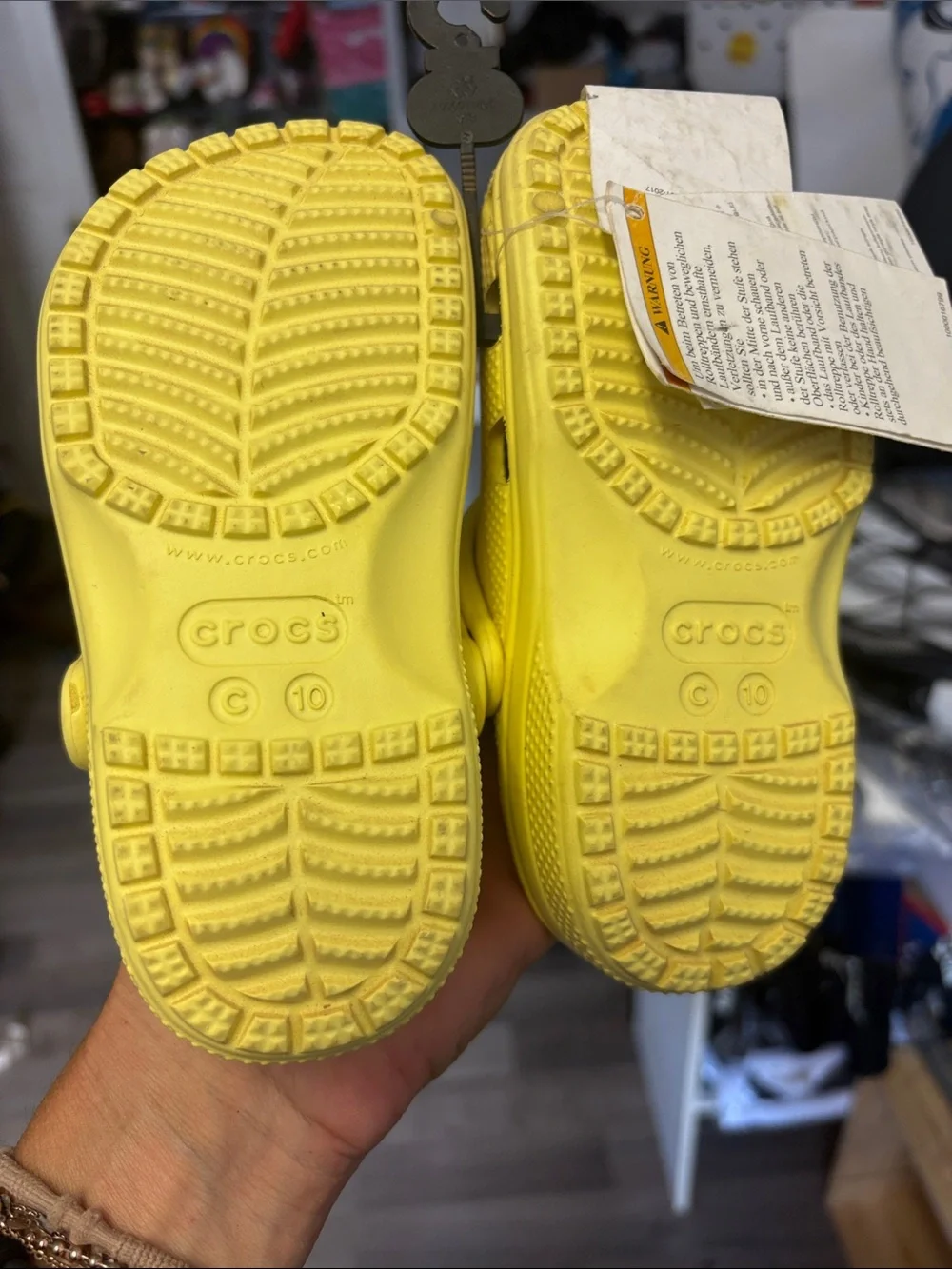 CROCS Kids Yellow Classic Clog with Heel Strap